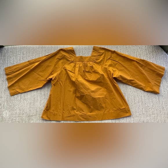 Madewell Mustard Yellow Square Neck Peasant Top - Picture 3 of 4